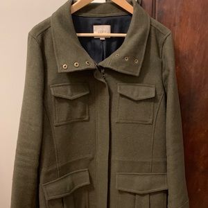 LOFT wool cinched waist military coat XL Tall